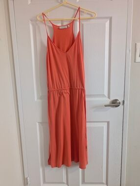 Peak Performance Coral Tencel Maxi Dress M | Boho Chic Full Length Summer Dress